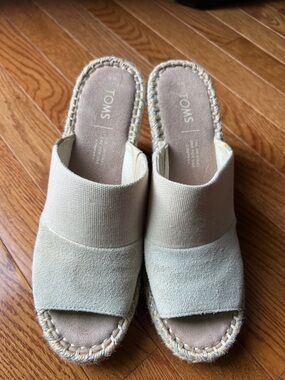 TOMS Beige Espadrille Mule Slides
